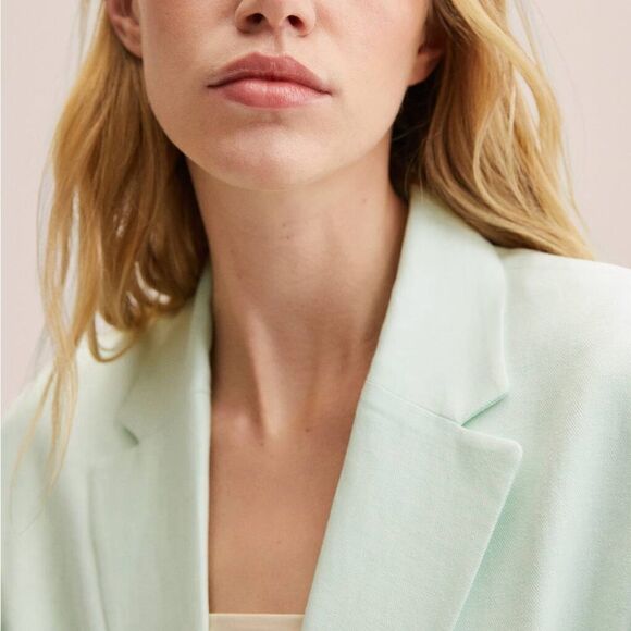 Mango Linen Blend Structured Blazer Jacket New - Picture 4 of 8